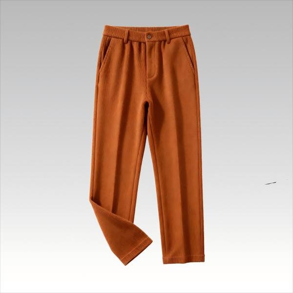 Women's Casual Solid Color Straight Leg Pants - Caramel Elastic Waist Soft Knit Trousers