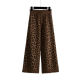 Trendy Brown Leopard Print Knit Wide-Leg Pants