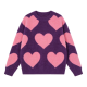 Purple & Pink Heart Pattern Fuzzy Knit Pullover