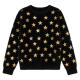 Black & Gold Star Pattern Fuzzy Knit Pullover