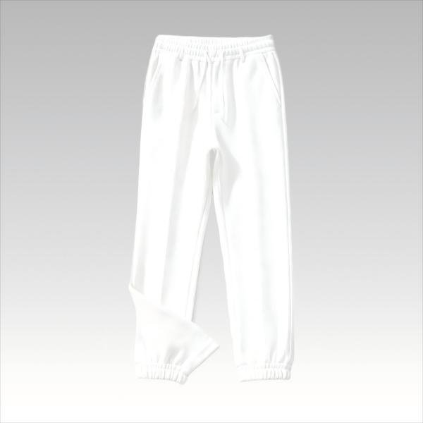 Female Casual Soft Knit Pants - White Elastic Waist Loose Trousers