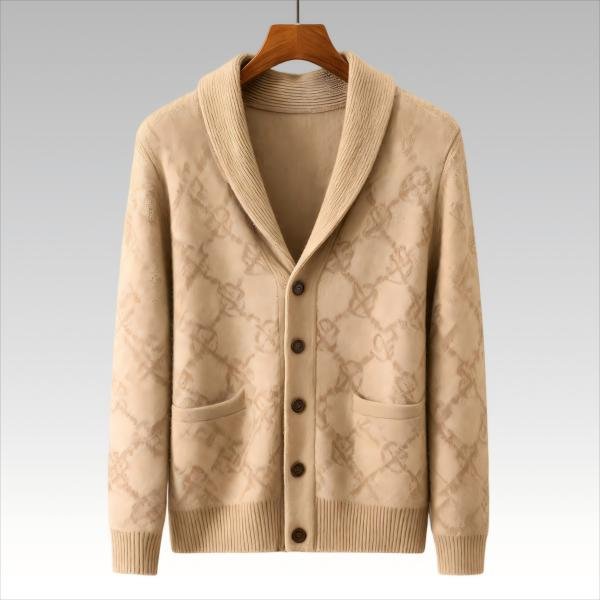 Custom All-cashmere Sweater Cardigan - Camel Thick Double-zipper Winter 100% Cashmere Loose Casual Jacket