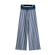 Classic Blue & White Striped Knit Wide-Leg Pants